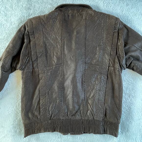 🔥Vintage Andrew Marc 100% Leather Snake Skin Pattern jacket Vest Bomber Grunge - Picture 5 of 16